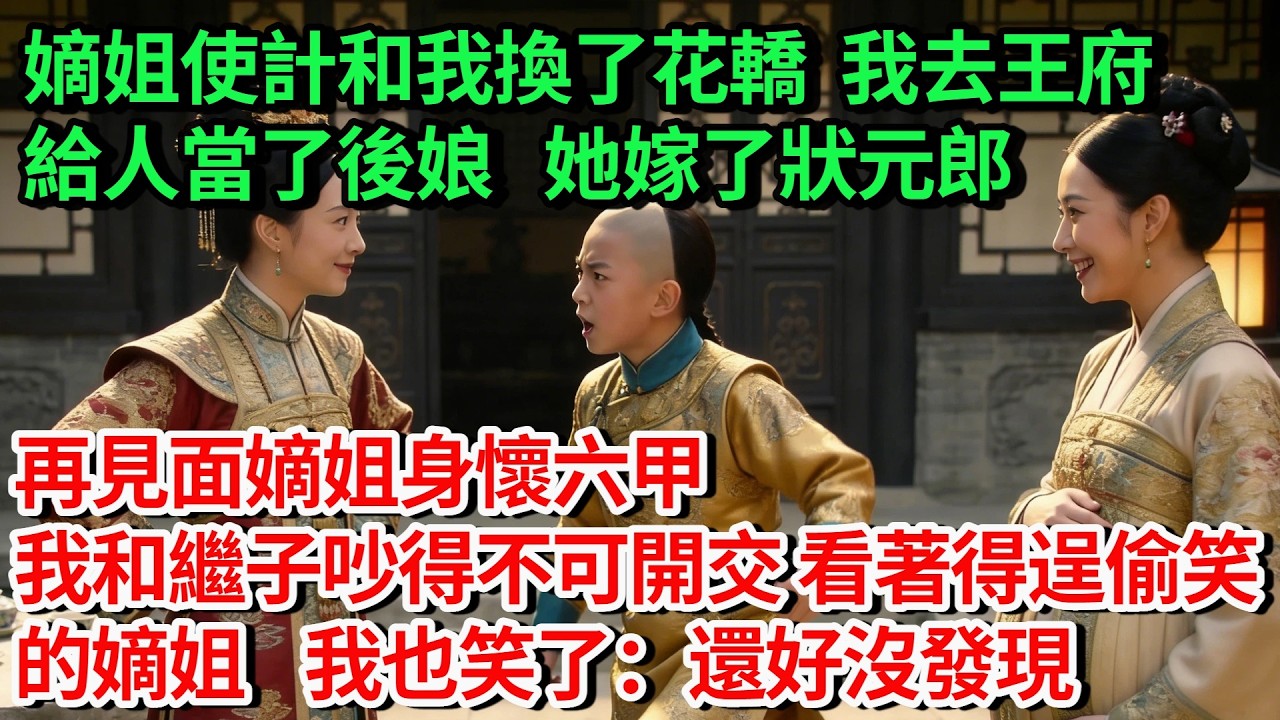 出嫁那日，嫡姐使計和我換了花轎，我去王府給人當了後娘，她嫁了狀元郎，再見面，嫡姐身懷六甲，我和繼子吵得不可開交，看著得逞偷笑的嫡姐，我也笑了：還好沒發現。#古言#故事#完結文