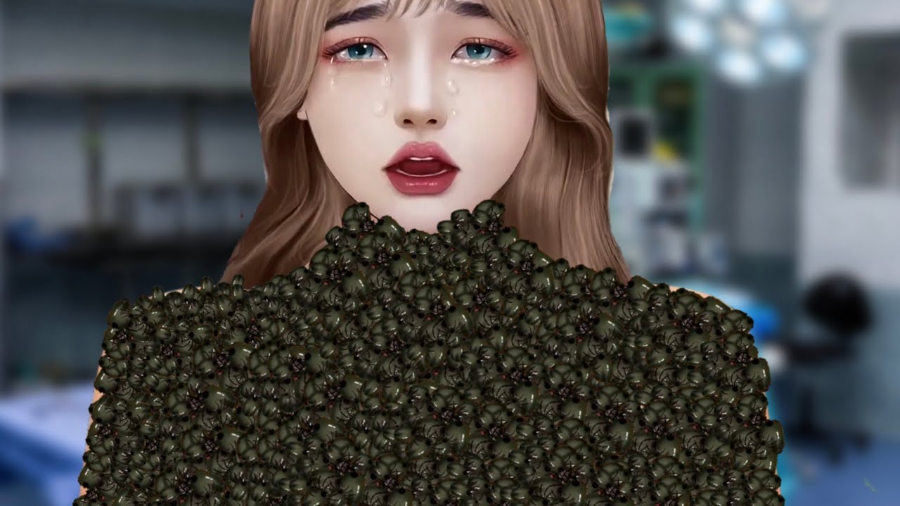 ASMR treatment remove Dog track & moggot of infected girl chest🤕 chest