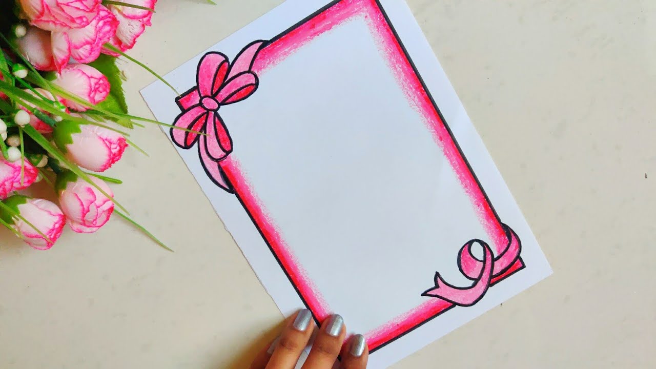 Ribbon Draw | Easy Border Design on Paper | Border Design for ...