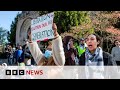 Pro-Palestinian protests at US universities force hybrid learning | BBC News