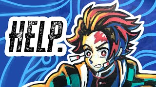 Drawing Tanjiro! Digital artist struggles with traditional art!