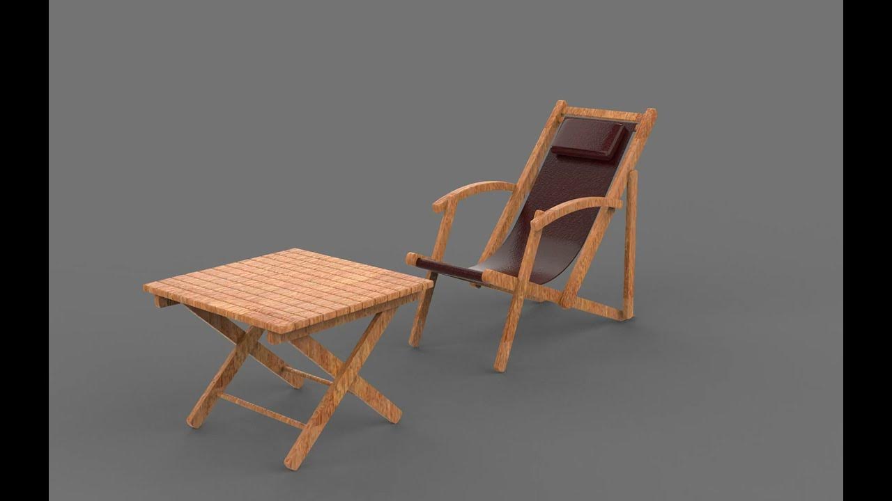Deck Chair with Side Table 360 animation YouTube