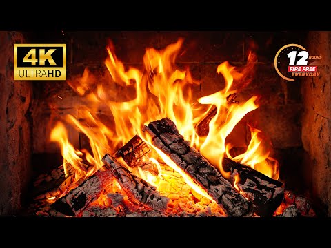 Fireplace 4K Uhd! Fireplace With Crackling Fire Sounds. Fireplace Burning For Home