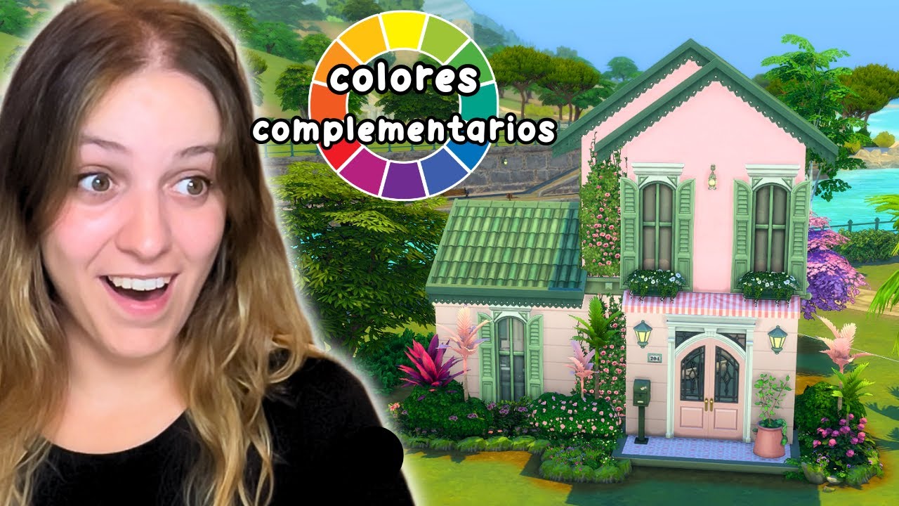Los Sims 4 PERO cada MINICASA son dos COLORES COMPLEMENTARIOS: rosa y verde 💚🌸 || Marta