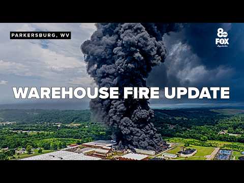 Officials provide updates on a massive warehouse fire in Wood County, West Virginia