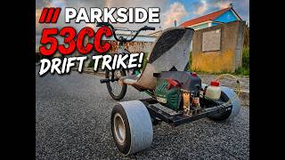 Parkside 53cc chainsaw made motorized drift trike POV