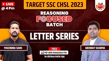 SSC CHSL FOCUSED Batch | Reasoning | Letter Series | By Yogendra Sahu  @ABHINAYMATHS ​