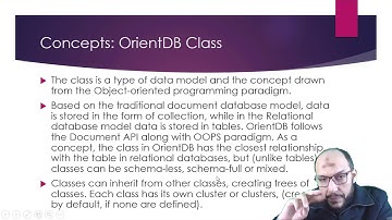 106 Python Handling Data Course OrientDB  Introduction to OrientDb, Concepts, Database, Class, Clust