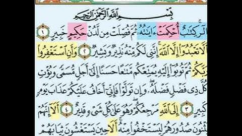 تيسير حفظ سورة هود بالتكرار الوجه الاول الآيات (1-5) مكرره 5 مرات بصوت الشيخ عبد الباسط عبد الصمد