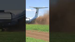 Ilyushin Il-76 dirt strip landing and takeoff