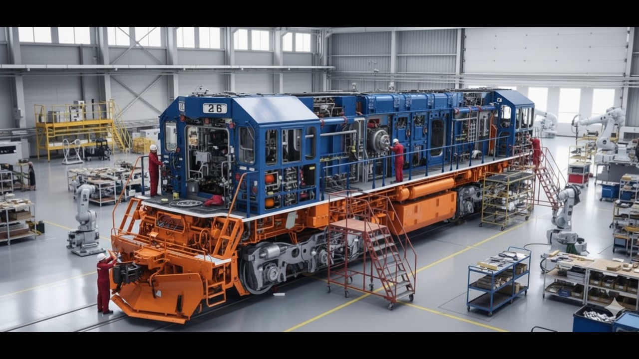 Inside a Giant Locomotive Engine Factory: Building the World’s Most Powerful Train Engines..