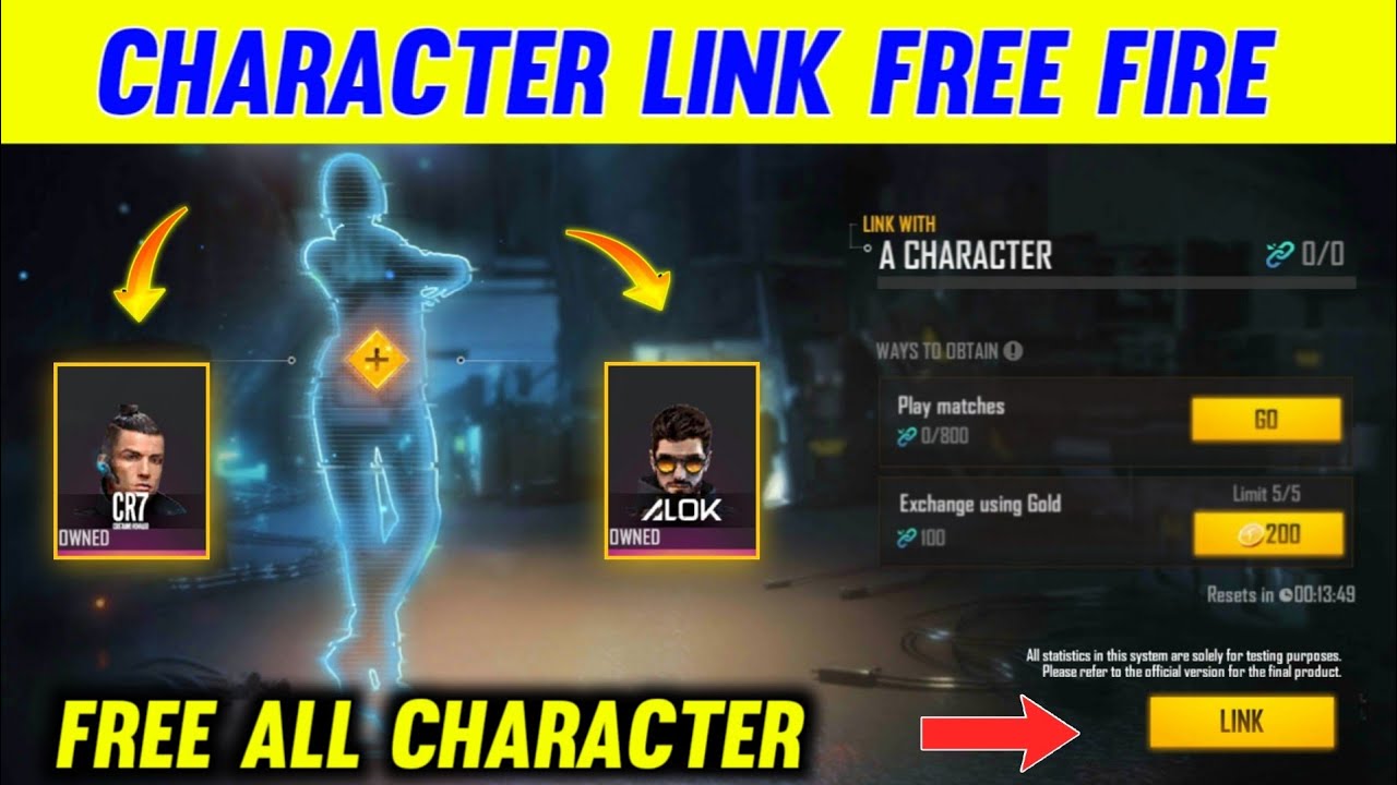 CHARACTER LINK NEW SYSTEM FULL DETAILS | FREE FIRE CHARACTER LINK ...