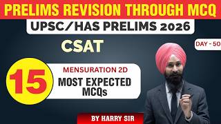 Day - 50  Prelims Revision Through MCQ I Most Expected Questions 2026 UPSC - HPAS I CSAT