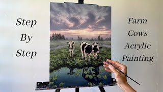 How to PAINT Cows on a Farm | ACRYLIC PAINTING 🐄