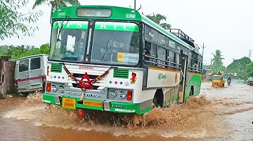 Rain Bus drive : Bus driving in rainy season | Pallevelugu bus, Indra AC buses are Driving in water