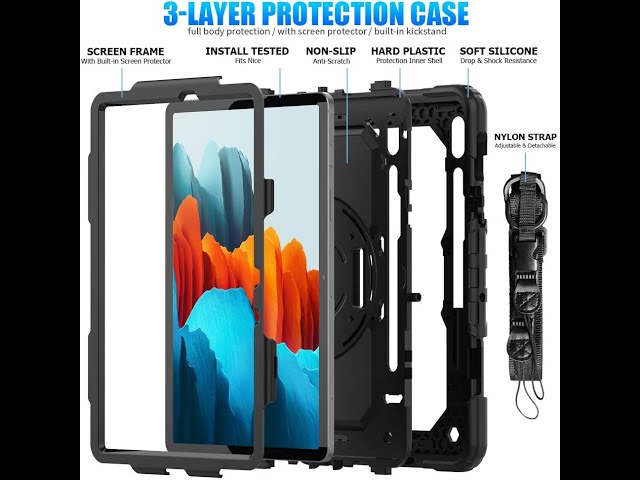 SURITCH Samsung Galaxy Tab S7 FE Case for Tablet S7+ Plus, S8+ Plus,  Built-in Screen Protector & S Pen Holder Full Body Shockproof Protective  Cover