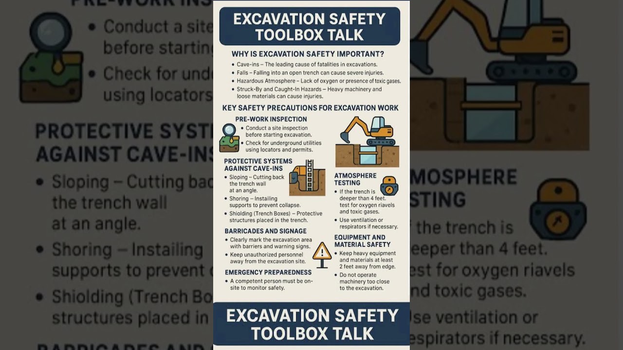 EXCAVATION SAFETY TOOLBOX TALK ♻️ ♻️ SAFETY OFFICER ⛑️⛑️⛑️🦺🦺🦺 