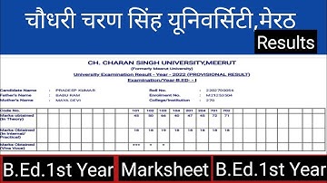 CCSU B.Ed.1st Year Result/Marksheet 2022-23