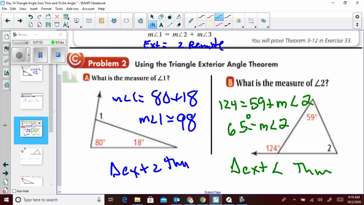 Day 14 Triangle Angle Sum Theorem & Triangle Exterior Day 14 Triangle Angle Sum Theorem & Triangle Exterior
