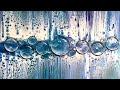 Rolling balloon swipe acrylic pouring with water droplets