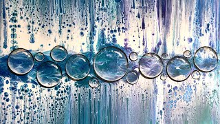 #047 Rolling balloon swipe acrylic pouring with water droplets