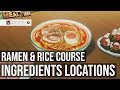 Ingredients & Recipe Locations - Full-Course Meal Ramen & Rice Course - Dragon Ball Z Kakarot