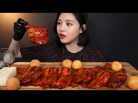 SUB)Pelicana Hot Devil & Seasoned Spicy-Flavored  Chicken🍗Mukbang ASMR + Peli & Churros Cheeseballs