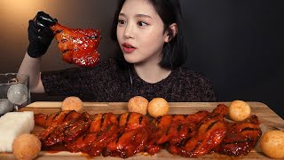 SUB)Pelicana Hot Devil & Seasoned Spicy-Flavored Chicken🍗Mukbang ASMR + Peli & Churros Cheeseballs