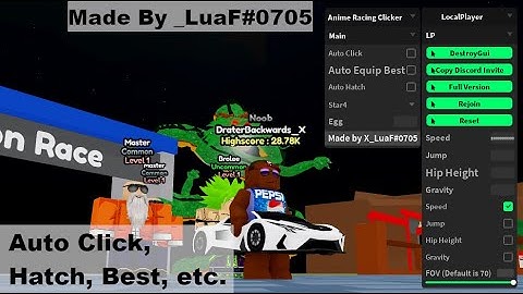 Anime Racing Clicker Script | Auto Click, Hatch, Best, etc.