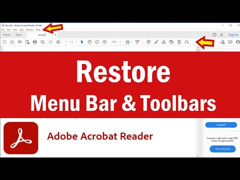 How to Restore Menu Bar in Adobe Reader | Adobe Reader Tools Menu Missing | PDF Toolbar Missing