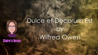 Dulce et Decorum Est by Wilfred Owen (detailed analysis)