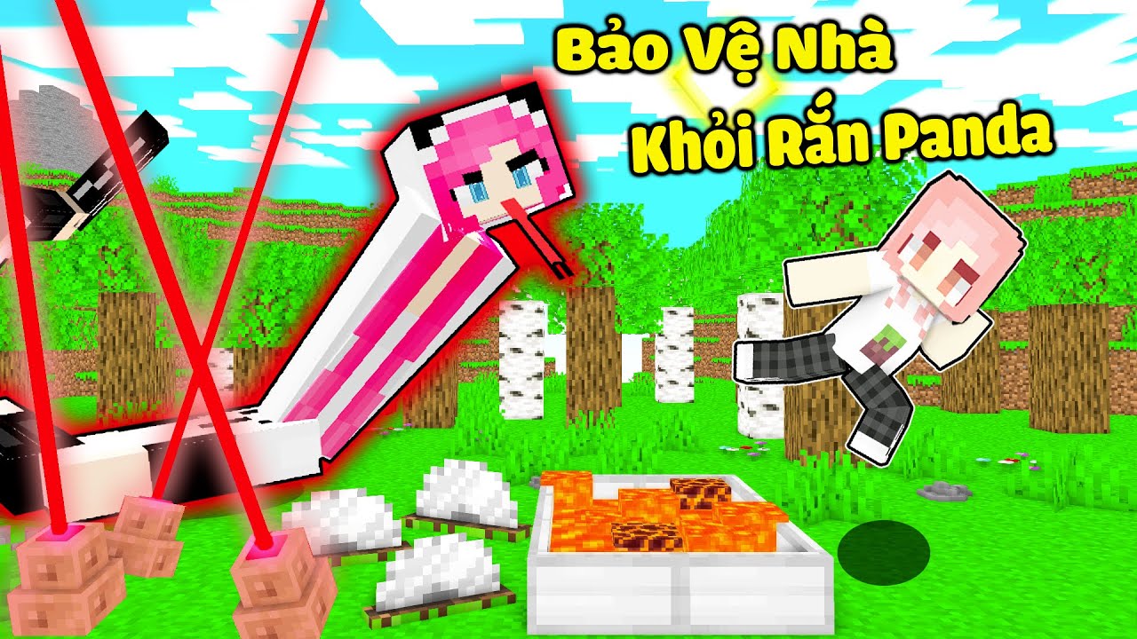 HEBI THỬ THÁCH 24 GIỜ XÂY NHÀ AN TOÀN CHỐNG LẠI CHỊ PANDA TRONG MINECRAFT*PANDA BIẾN THÀNH RẮN TINH