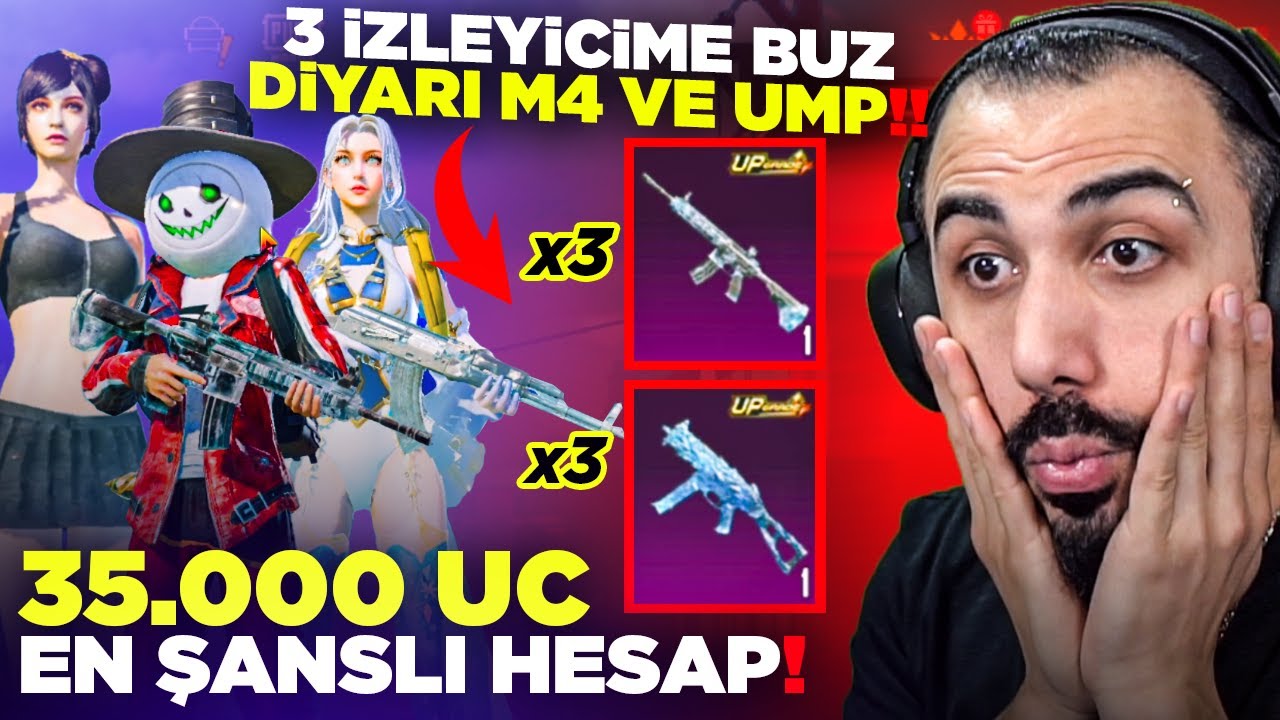 3 İZLEYİCİME BİRDEN BUZ DİYARI M4 VE UMP ÇIKARDIM!! (AŞIRI ŞANSLI HESAPLAR!) | PUBG MOBILE