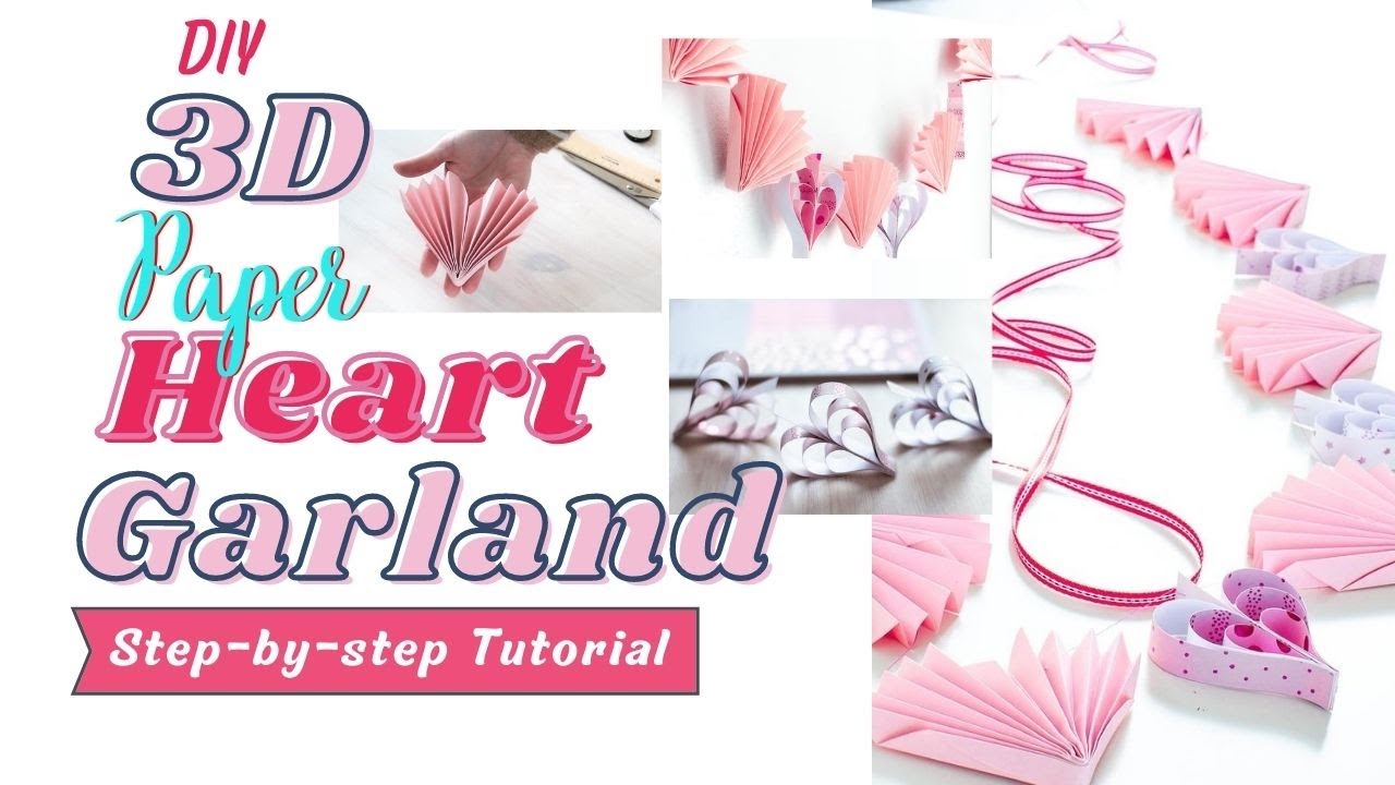 3-D Heart Paper Garlands - Easy DIY Valentine Decorations - Miss Bizi Bee   Guirnalda de corazones, Bricolaje del día de san valentín, Día de san  valentín manualidades