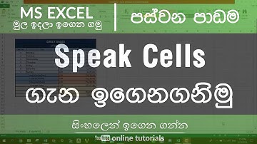 Microsoft Excel Beginner Course Sinhala Part 05   Use of SpeakCells