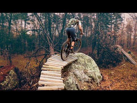 Not much room on the TEMPLE OF DOOM | Mountain Biking Pine Hills in Massachusetts