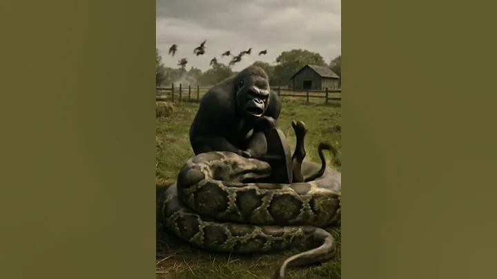 고릴라가 뱀을 철삽으로 때려 소를 구했다! Gorilla Smashes Python to Save a Cow 🦍🐍🐄   #animals #wildlife #snakeattack