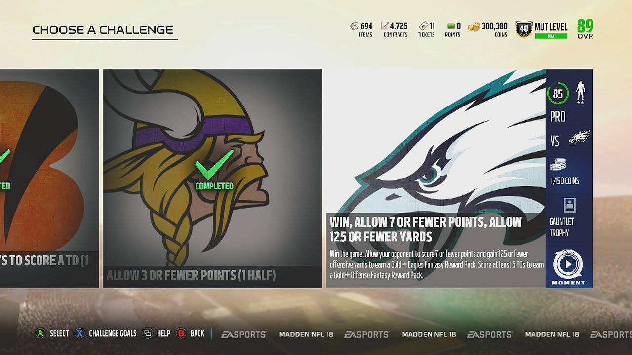 Madden NFL 18 | Gauntlet | Rookie Challenge #40 | Win, Allow 7 or Less Points, 125 or Less Yards