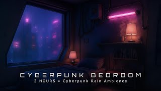 Cozy Cyberpunk Bedroom | 2 Hours Sci-Fi Rain Ambience