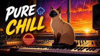 Sunset Rain Synthwave Lofi 🌅🌧️ | Aesthetic Lofi for Sleep & Study (ft. Stormy Cat) 🐾