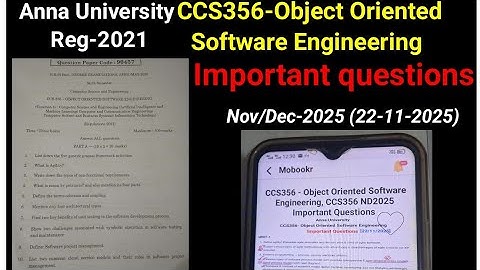 CCS356 object oriented software engineering | important questions | 22-11-2025 | anna university