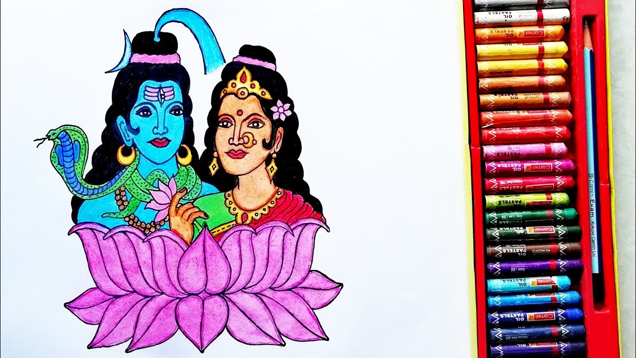 How to Draw Lord Shiv Ji And Parvati Easily | Painting Of Lord Shiva