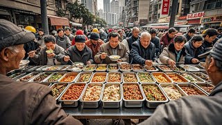 四川达州街边自助快餐店，12元28个菜随便吃，没到饭点座无虚席#麦总去哪吃