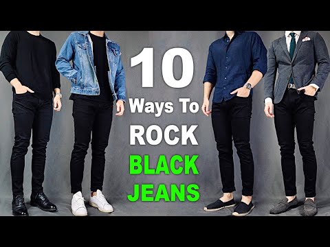 black dress shirt and jeans men