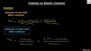 Problem 1 On Elastic Collision, Physics Lecture | Sabaq.pk