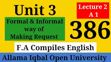 Requesting / Granting Permission | Unit 3 | Section A | AIOU F.A/Intermediate English-1(386)