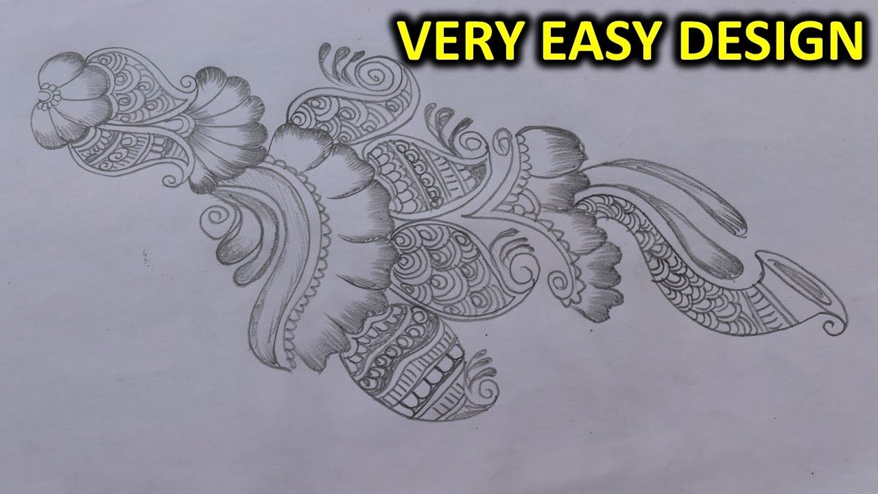 How To Draw Mehndi Design Stylish Mehndi Design On Paper With