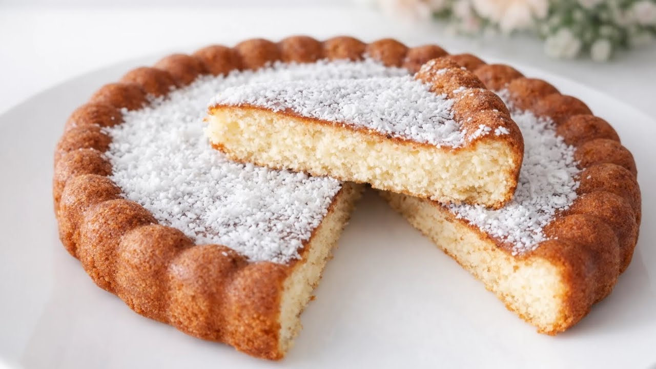 1Cup, 7 Minutes: Soft & Fluffy Coconut Cake! 🍰✨