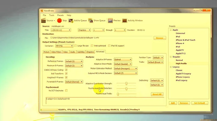 Convert AVI to MP4 using Handbrake 9.5