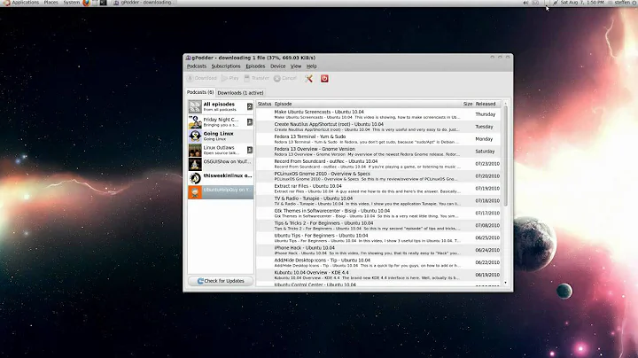 Podcast Client - gPodder - Ubuntu 10.04